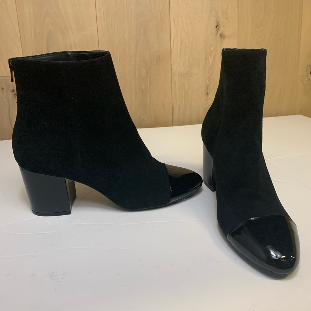 Suede cap toe black booties - Picture 3 of 6